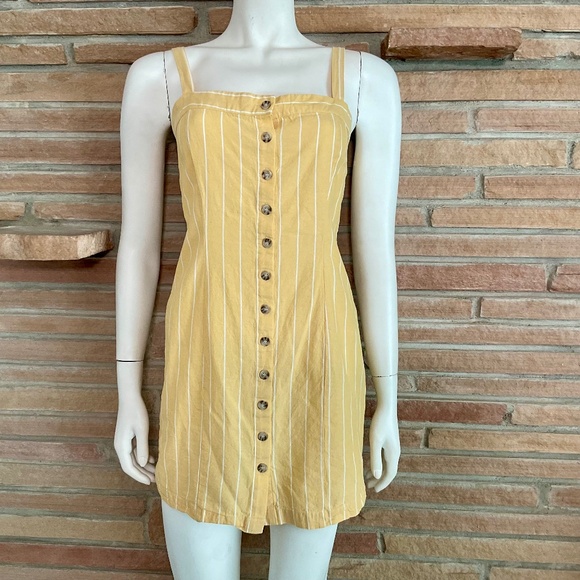 Yellow Striped Cotton Mini Sundress - Picture 1 of 9
